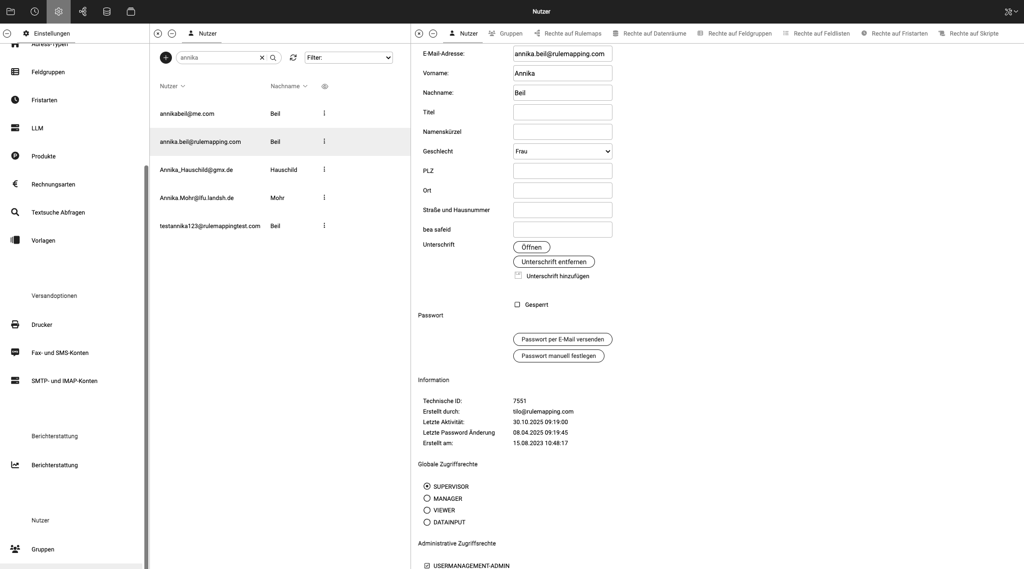 Usermanagement Admin